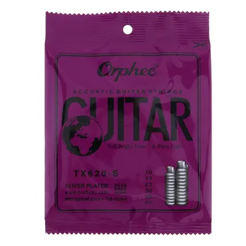 Orphee 6Pcs/Set akustinės gitaros stygos Specialus sidabru padengtas antikorozinis šešiakampis branduolys+8% nikelio papildoma šviesa TX620-S