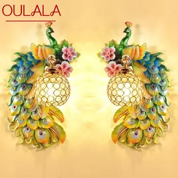 OULALA Modern Peacock Wall Lamp LED Nordic Interior Creative Resin Sconce Light for Home Living Room Bedroom Decor