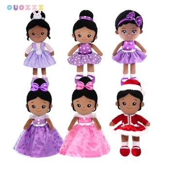 OUOZZZ Pliušinės lėlės mergaitėms afroamerikiečių skudurinė lėlė Kawaii minkšta įdaryta pliušinių lėlių žaislai Vaikų atgimimo dovanos