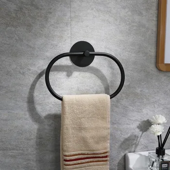 Ovalus žiedas rankšluostis Vonios stovas Dušo reikmenys Vonios laikiklis Pakabinamas ant sienos montuojamas nerūdijantis plienas Juodas be gręžimo