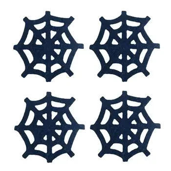 Padėkliukai gėrimams Sugeriantis puodelis Coaster Spider Web 4pieces Stalo kilimėlis Dekoras namams Baras Helovinas Gotikiniai gėrimo priedai