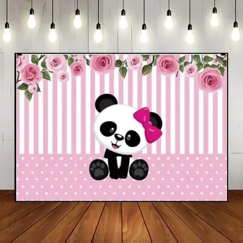Panda Mielas animacinis filmas Bambuko zoologijos sodas Vakarėlio fonas Gimtadienio dekoravimo žaidimas Baby Shower Boy Custom Background Photography Fonai