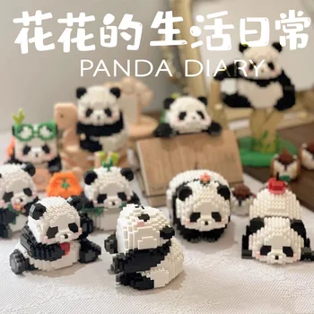 Panda serija Kawaii gėlių gėlės Gėlės Lai Menglan modelio dekoravimas Vaikų dėlionės statybiniai blokai Žaislinė gimtadienio dovana