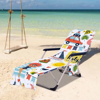 Paplūdimio kėdės užvalkalas Microfiber Lounge Sun rankšluosčių dangtelis su kišenėmis