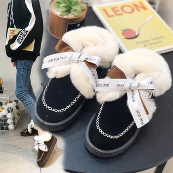Patinkantys kaspino lanko sniego batai moterims Žieminiai batai Moteriški laisvalaikio neslystantys kulkšnies batai Korėjos studentų pliušiniai šilti medvilniniai batai