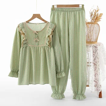 Pavasario vasaros mielas princesės pižamos rinkinys nėrinių trijų ketvirčių rankovių kelnės pižamos tinka namų drabužiams 2vnt medvilninis pledas miegas