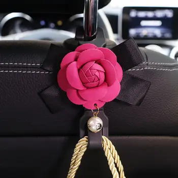 Pearl Camellia gėlių automobilio sėdynių atlošo kabliukai krepšio pakabos laikikliui Organizatorius Galvos atramos kalnas Laikymo klipas Moterų automobilių dekoras