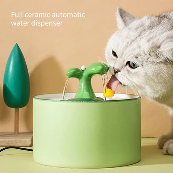 Pet Cat išmanusis vandens tiektuvas Keraminis kačių gėrimo fontanas Automatinis elektrinis naminių gyvūnėlių kačių vandens dozatorius