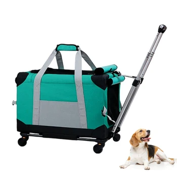 Pet vežimėlio kelioninis transportavimo krepšys su nuimamais ratais Teleskopinė vaikščiojimo rankena šunims Katėms mažiau 15KG Augintinio automobilinė kėdutė