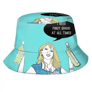 Pinot Grigio Print Bucket Hats Sun Cap New York Real Housewives Rhony Ramona Singer Blue Woman Lady Housewife Sketch Reality Tv