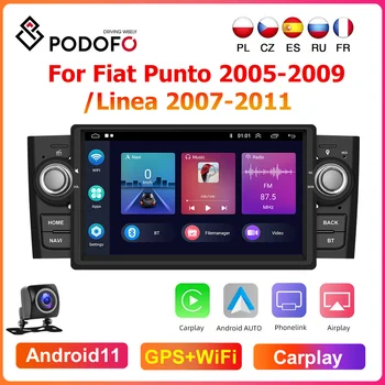 Podofo Android 2 Din Car stereo multimedijos grotuvas Fiat Linea 2007-2011 Punto 2005-2009 Carplay GPS navigacija Autoradio Wifi