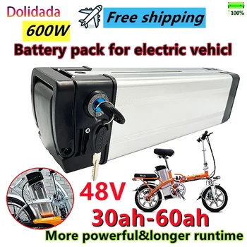 Portable48V E-bike Battery Pack, 600W didelės galios ličio baterijos aliuminio apvalkalas, tinkamas ilgalaikiam elektroninių dviračių serijos tarnavimo laikui