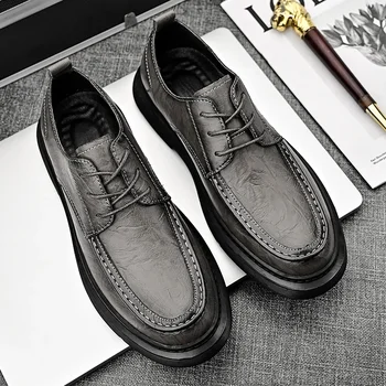 Prabangus prekės ženklas Vyriški tikri odiniai batai Biuro verslo batai Lauke Vyriški laisvalaikio batai Mada Oksfordo batai Storas padas Rankų darbo