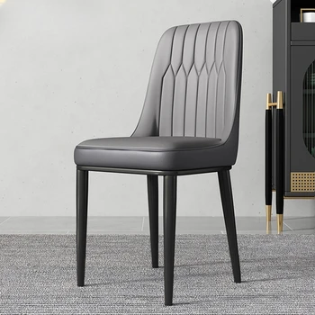 Prabangus viešbutis Valgomojo kėdės Holas Modernus aukštas atlošas Minimalistinė juoda virtuvė Valgomojo kėdės Paminkštintas metalas Geri Muebles baldai