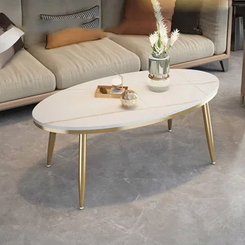 Prabangūs auksiniai kavos staliukai Modernus metalinis šiaurietiškas minimalistinis šoninis staliukas Mažas marmuro efektas Mesa De Centro De Sala namų baldai