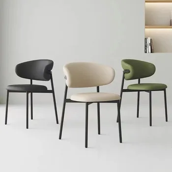 prancūziško kreminio stiliaus valgomojo kėdės, modernios šiaurietiškos minimalistinės restorano kėdės, baltos atlošo valgomojo stalo kėdės namų ūkiams u