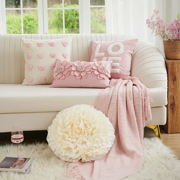 Prancūzų romantiškos vestuvių dekoravimo pagalvės dėklo užvalkalas Modernus rožinis vedybų kambarys Namų dekoro pagalvės užvalkalas Cojines Cama Matrimonio