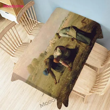 Prancūzų ūkio tapytojas Pastoralas Jean Francois Millet Garsiausias tapybos sienų meno gobelenas Vandeniui atsparus lininis stalo audinio dangtelis