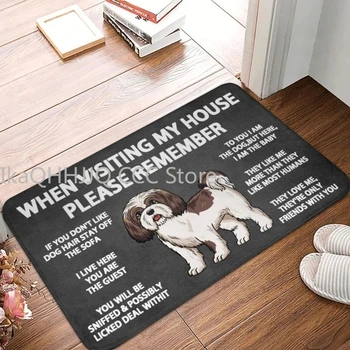 Prašome prisiminti Shih Tzu šunų namų taisykles Įėjimo durų kilimėlis Dekoras Virtuvė Pasveikinimo kilimėlis Vonios kambarys Neslidus grindų kilimėlis Kilimėliai