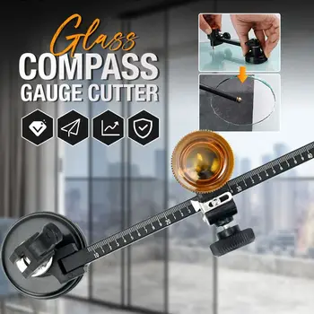 Profesionalus stiklo kompaso matuoklio pjaustytuvas daugiafunkcis stiklo kompaso peilis stiklo plytelių skylių atidarymo įrankis su siurbtuku sandėlyje