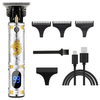 Profesionalūs plaukų kirpimo mašinėlės vyrai elektrinis barzdos kirpimo mašinėlė skaitmeninis ekranas USB įkraunamas belaidis plaukų kirpimas