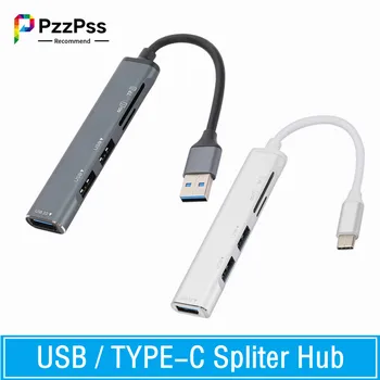 PzzPss TYPE-C HUB Didelės spartos USB 3.0 HUB skirstytuvas Kortelių skaitytuvas Multiport su SD TF prievadu Macbook kompiuterių priedams HUB USB