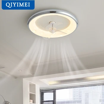 QIYIMEI Modernūs LED lubų ventiliatoriai Ventiliatoriaus lempos valdiklis svetainei Miegamojo vidaus apšvietimas 3 ventiliatoriaus greičio ventiliatoriaus lemputė Namų dekoras
