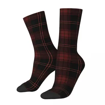 Raudonas pledas Juodos Tartano kojinės Apsipirkimas 3D Spausdinti Berniukas Mergaitės Vidury blauzdos Vamzdinėse kojinėse
