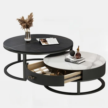 Roko plokštės kavos staliukas, lengva prabanga, paprasta moderni svetainė, namų marmuras, nedidelis butas TV spintelė