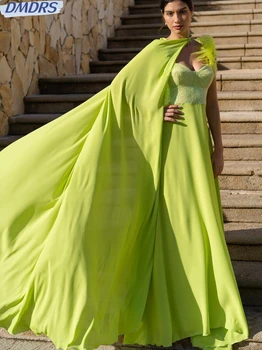 Romantiška mielaširdinga kaklo prom suknelė Blizgučiai Plunksnos Vakarinės suknelės Elegantiškas šifono ilgas kokteilinis chalatas Chalatas De Mariée