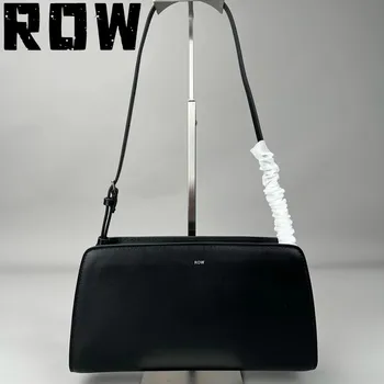 ROW2023 Moteriškas krepšys Juoda madinga lazda Pažastų krepšys Vintage Cowhide dizainas Vieno peties rankinė