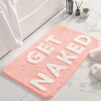 Rožinis ir baltas vonios kilimėlis Mielas gauti nuogas neslystančių grindų kilimų mašina plaunama super sugerianti vonios kilimėliai Kubilas Dušas Miegamasis