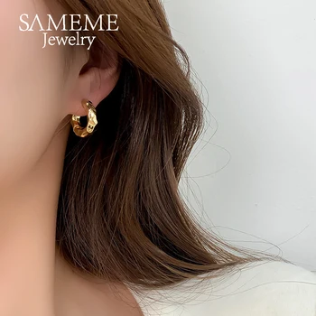 SAMEME Geometriniai netaisyklingi lankelio auskarai Auksiniai sidabriniai ausų smeigtukai Išskirtiniai moteriški papuošalai Auskarai