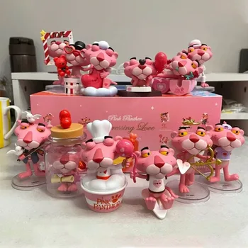 Sandėlyje Pop Mart's Mischievous Pink Leopard Collection Blind Box Žaislų figūrėlė Kolekcionuoti žaislus Gimtadienio dovanų paslaptinga dėžutė