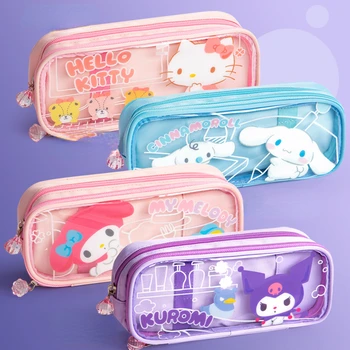 Sanrio Hello Kitty Kuromi Cinnamoroll Sanrio rašiklio krepšys Didelės talpos melodija Kanceliarinių prekių dėžutė Mergaitė Mokyklos mielas kanceliarinių prekių krepšys