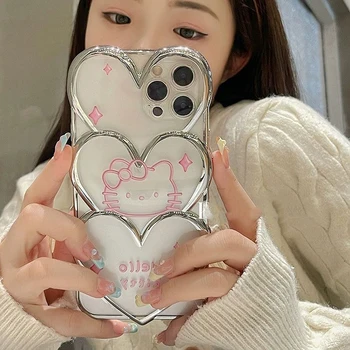 Sanrios Hello Kitty 3D telefonų dėklai, skirti iPhone 11 12 13 14 Pro Max Phone Shell Anti-fall Cute Cartoon apsauginis galinis dangtelis