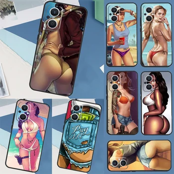 Sexy Girl Bikini vasaros telefono dėklas, skirtas OPPO Find X6 X3 Pro X2 Neo X5 Lite Reno 7 3 2Z 4Z 5Z 8T 4 5 6 8 Lite Cover