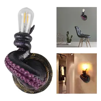 Sieninis šviestuvas Aštuonkojis Vintažinis čiuptuvo formos sieninis šviestuvas Tikroviška derva Creative Animal LED Sconce Home Aisle Bar dekoratyvinė šviesa
