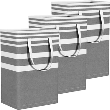 Skalbinių krepšys, 3 pakuočių vandeniui atsparus skalbinių krepšys, sulankstomas skalbinių krepšys su prailgintomis rankenomis, skalbykla