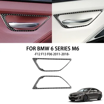 skirta BMW 6 serijos M6 F12 F13 F06 2011-2018 M Sport Real Carbon Fiber lipdukai Durų rankena Automobilio salono stiliaus priedai
