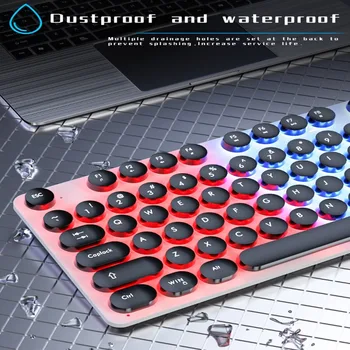 skirta H300 Laidinė 104 klavišų membraninė klaviatūra Daugybė spalvingo apšvietimo rūšių žaidimų ir 