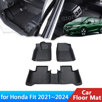 skirta Honda Fit Jazz 2021 2022 2023 liukas GR1 GR3 priedai TPE LHD automatinis grindų kilimėlis Pėdų panelės linija kiliminė trinkelė vandeniui atsparios dalys