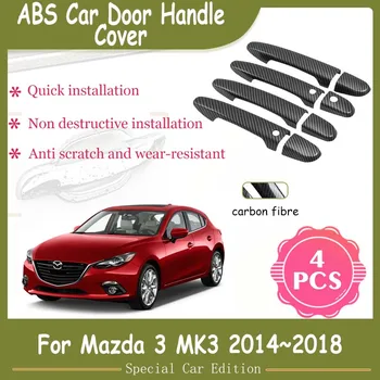 skirta Mazda3 Mazda 3 MK3 BM BN 2014 2015 2016 2017 2018 Anglies pluošto durų rankenos dangtelis Automobilio išorinio stiliaus lipdukas Automobilių priedai