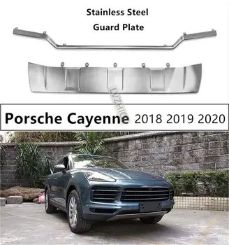 Skirta Porsche Cayenne 2018 2019 2020 Priekinis + galinis buferio difuzorius Nerūdijančio plieno buferiai Apsauginis slydimo plokštės automobilių aksesuarai