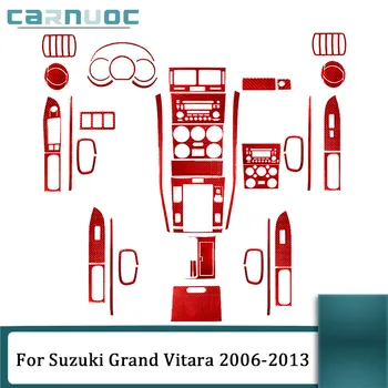 skirta Suzuki Grand Vitara 2006-2013 Anglies pluošto raudoni lipdukai Automobilio salonas Dekoratyviniai aksesuarai Centrinis skydelis Pavarų perjungimas