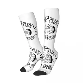 Smagus spausdinimas No Pain No Gain Kojinės Merginos Moterys Tamprus sportas Keliai Aukštos kultūrizmo kojinės