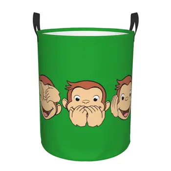 Smalsus Jurgio skalbinių krepšys Sulankstomi beždžionių anime drabužiai trukdo mažiems vaikams Žaislų laikymo krepšys