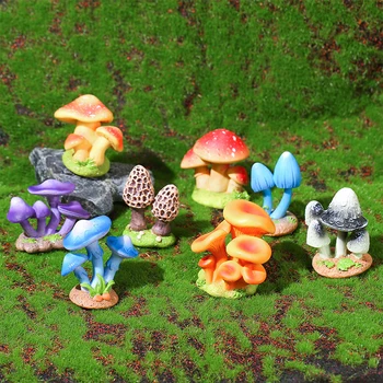Sodo dekoravimas Imituotos grybų mini figūrėlės Derva Amatų darbalaukis Namų dekoravimas Mikro kraštovaizdžio ornamentų priedai