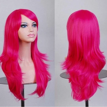 Soowee 70cm Long Rose Curly Halloween Custume Wigs Fake Hair Synthetic Hair Cosplay Wig Peruk for Women