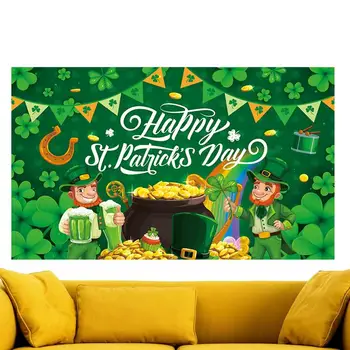 St Patrick's Day Decorations Banner Clover Shamrock Lucky Background Irish Spring Party Background Foto Booth Props and Decors